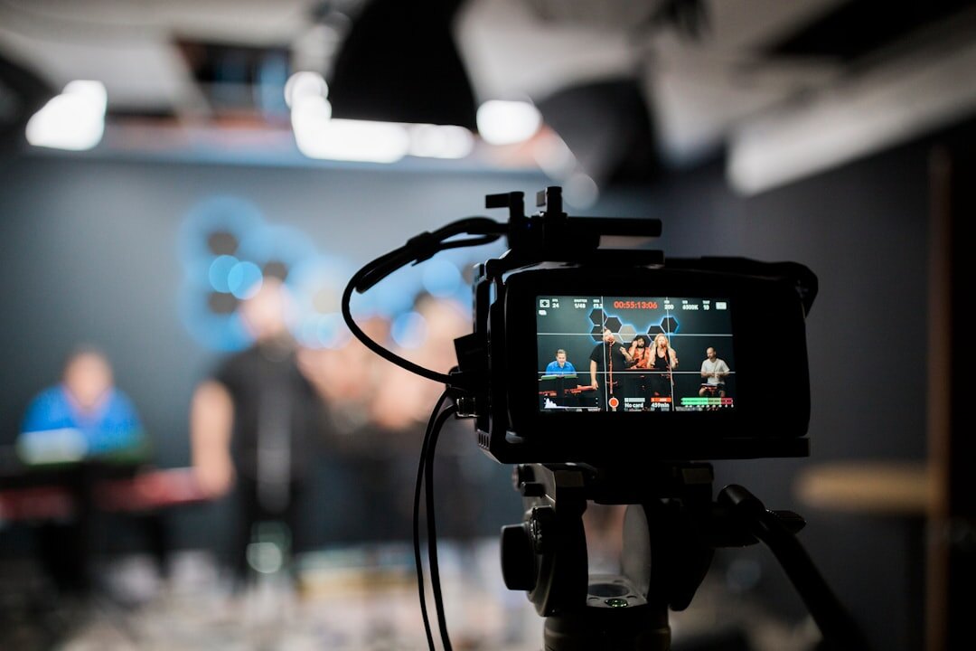 Live studio program recording set with multiple cameras